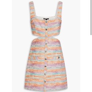 MAJE Cutout metallic tweed mini dress